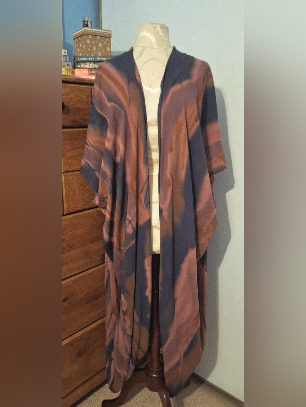 Navy and Rust Tie-Dye Kimono